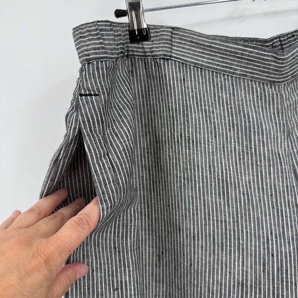 Coldwater Creek Striped Linen Wide-Leg Crops Pull On Pant Black/White Petite L - Picture 9 of 12